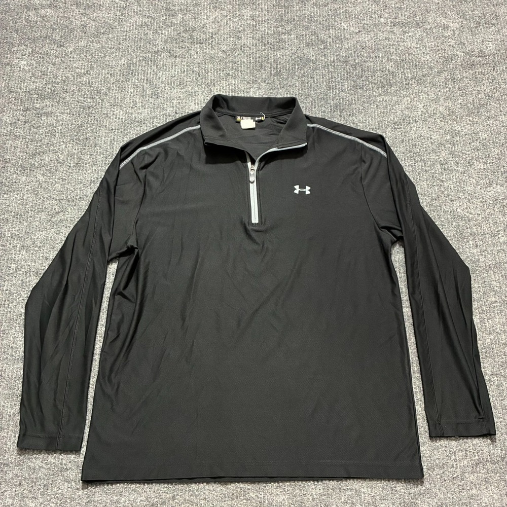 Under Armour Mens Long Sleeve Shirt Size XL Black‎ Loose 1/4 Zip Activewear